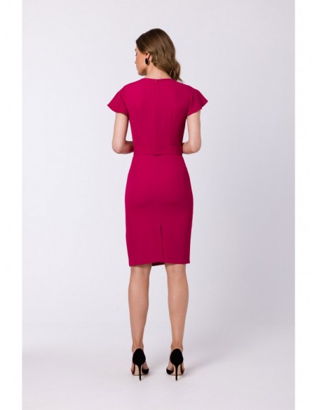 S336 Sheath dress with belt - plum