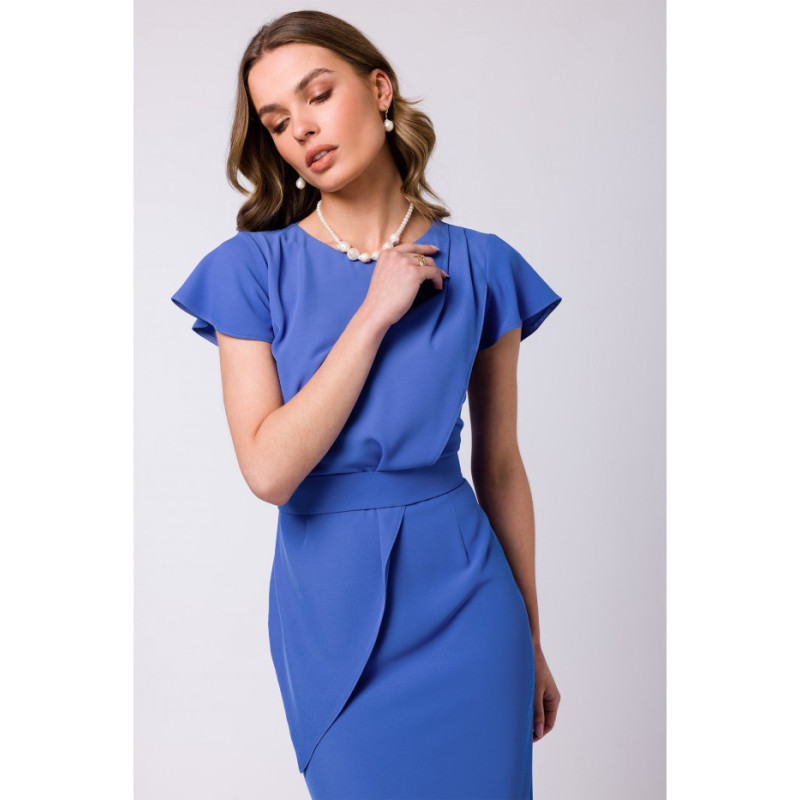 S336 Sheath dress with belt - blue 2