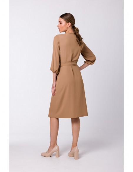 S340 Wrap flared dress - beige