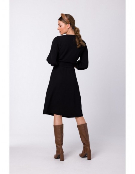 S340 Wrap flared dress - black