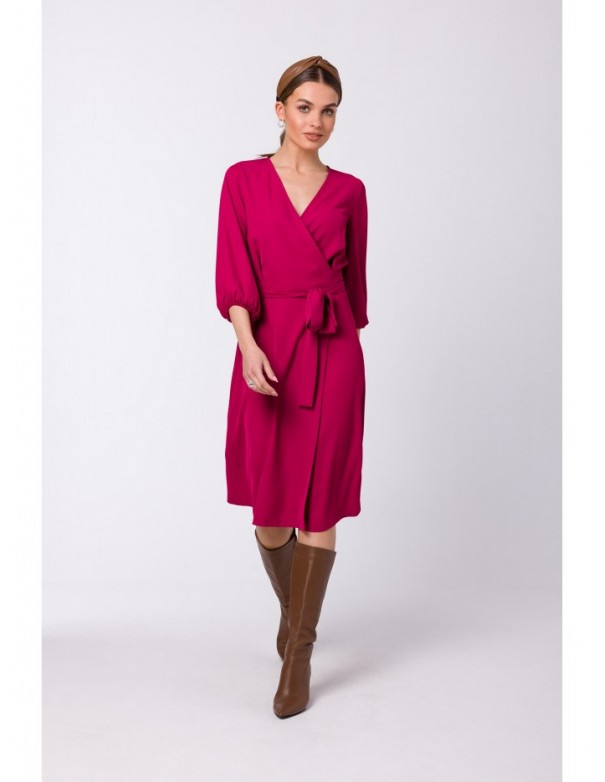 S340 Wrap flared dress - plum