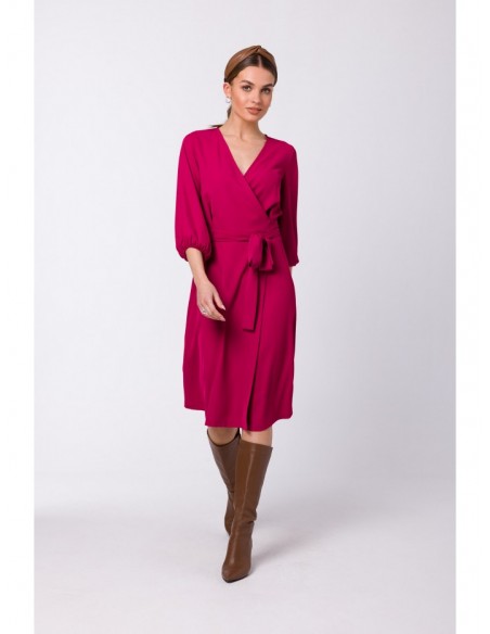 S340 Wrap flared dress - plum