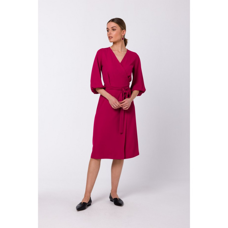 S340 Wrap flared dress - plum 2