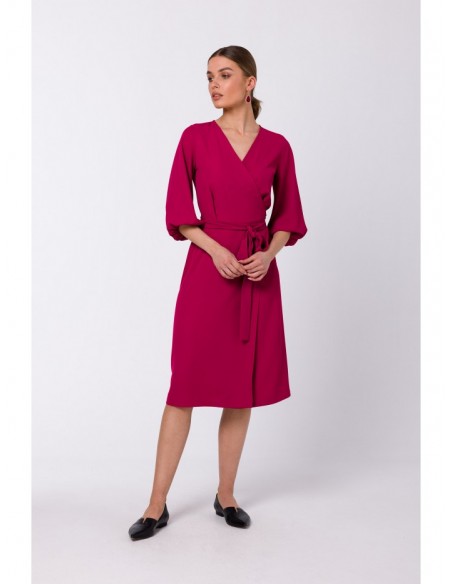 S340 Wrap flared dress - plum