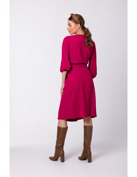 S340 Wrap flared dress - plum