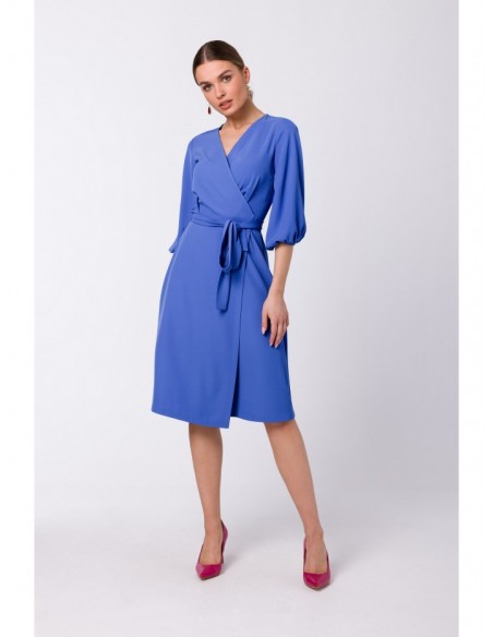 S340 Wrap flared dress - blue