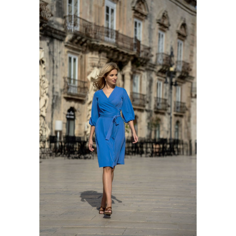 S340 Wrap flared dress - blue 2