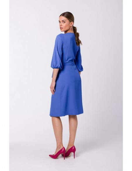 S340 Wrap flared dress - blue