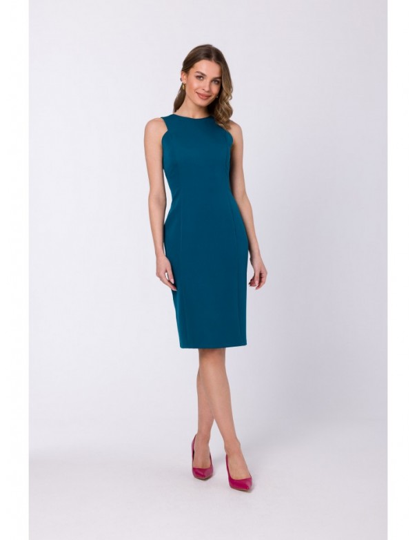 S342 Sleeveless sheath dress - oceanblue