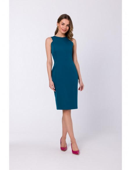 S342 Sleeveless sheath dress - oceanblue