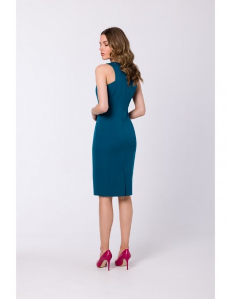 S342 Sleeveless sheath dress - oceanblue