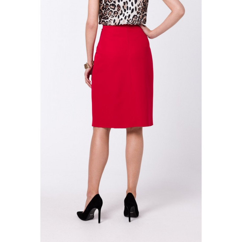 S343 A line skirt with a wrap detail - red 2
