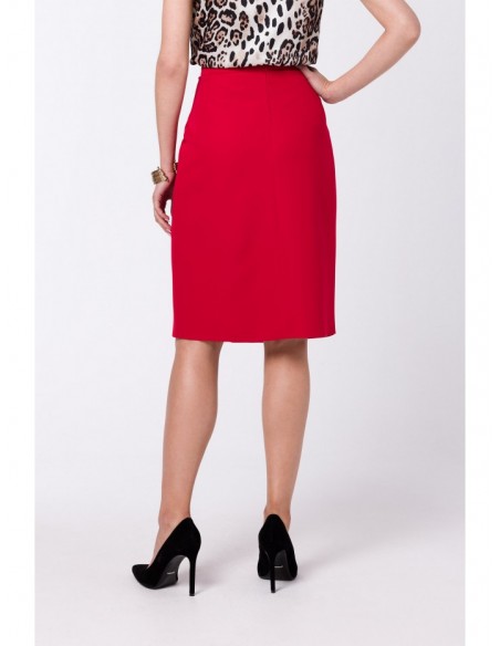 S343 A line skirt with a wrap detail - red