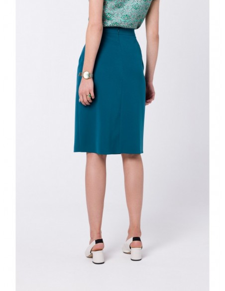 S343 A line skirt with a wrap detail - oceanblue