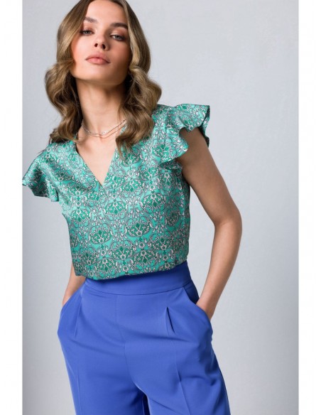 S344 Blouse with frilled sleeves - model 1