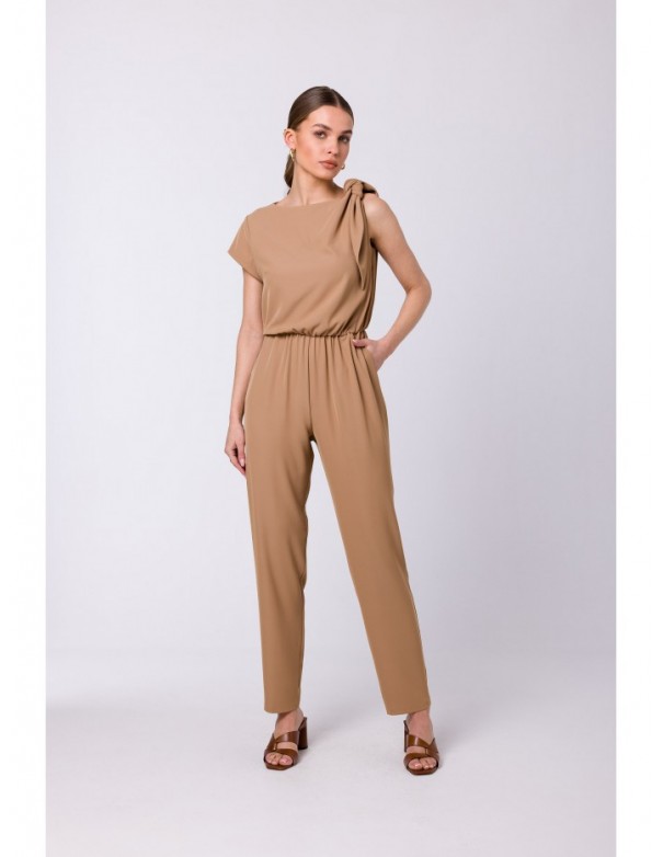 S345 Jumpsuit with a tie detail - beige