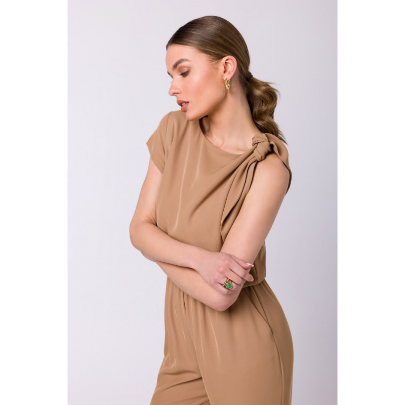 S345 Jumpsuit with a tie detail - beige 2