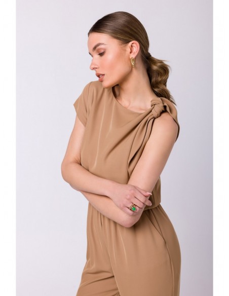 S345 Jumpsuit with a tie detail - beige