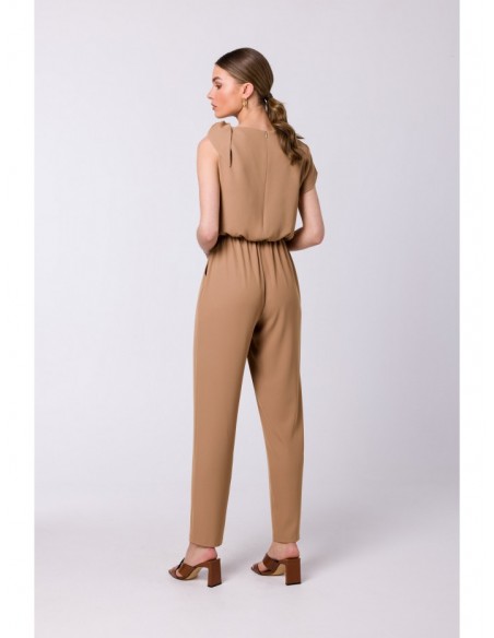 S345 Jumpsuit with a tie detail - beige