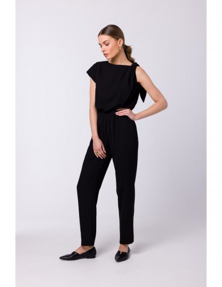 S345 Jumpsuit with a tie detail - black