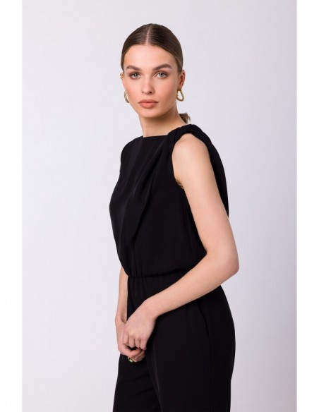 S345 Jumpsuit with a tie detail - black