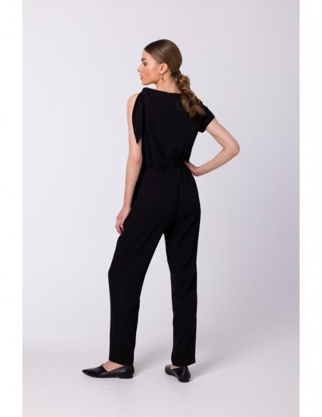 S345 Jumpsuit with a tie detail - black