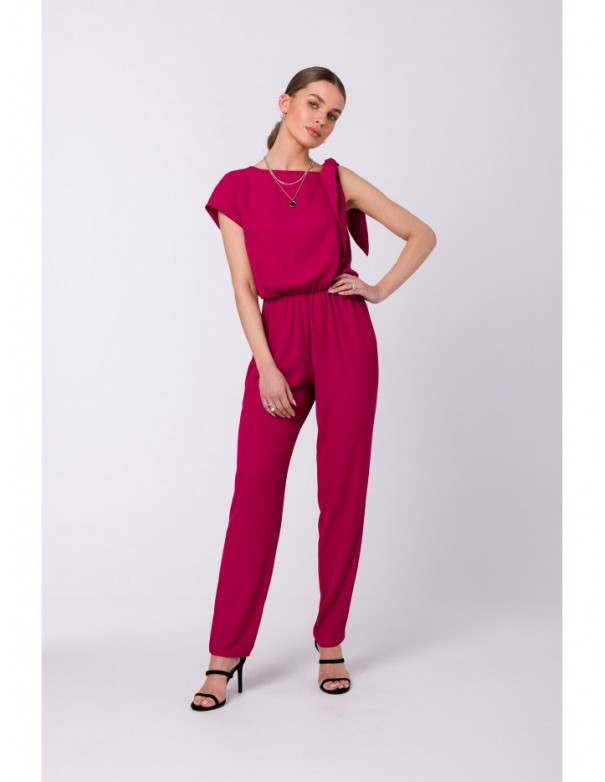 S345 Jumpsuit with a tie detail - plum