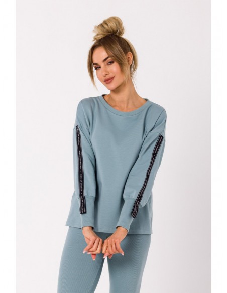 M727 Pullover top with logo stripes - agave