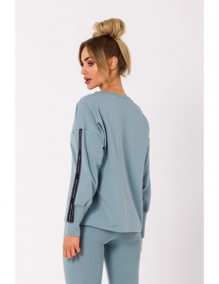 M727 Pullover top with logo stripes - agave