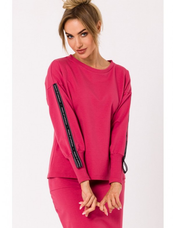 M727 Pullover top with logo stripes - coral