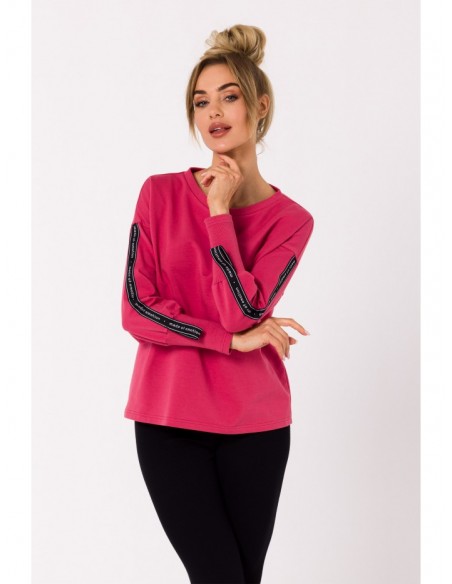 M727 Pullover top with logo stripes - coral