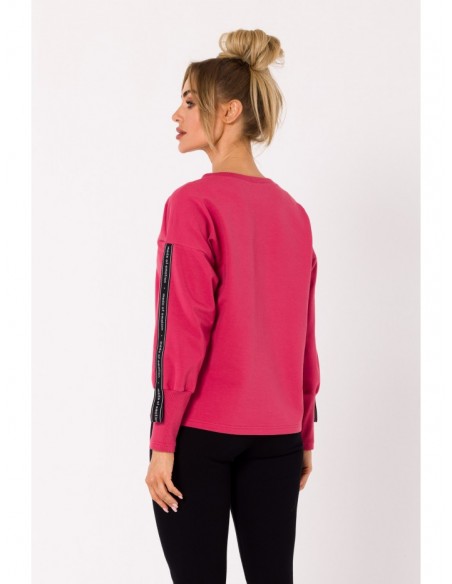 M727 Pullover top with logo stripes - coral