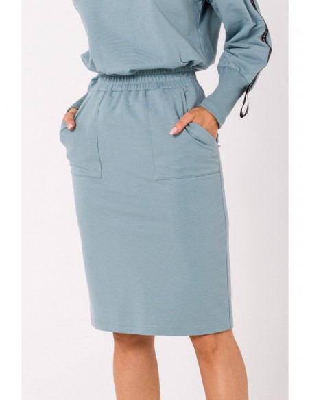 M728 Fitted skirt with patch pockets - agave