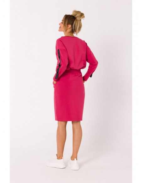 M728 Fitted skirt with patch pockets - coral