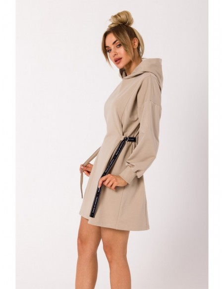 M730 Tunic dress with logo stripes - beige