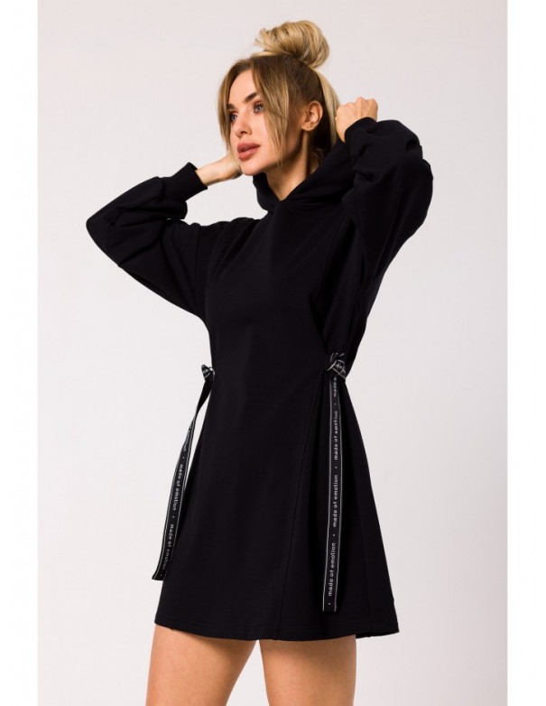 M730 Tunic dress with logo stripes - black