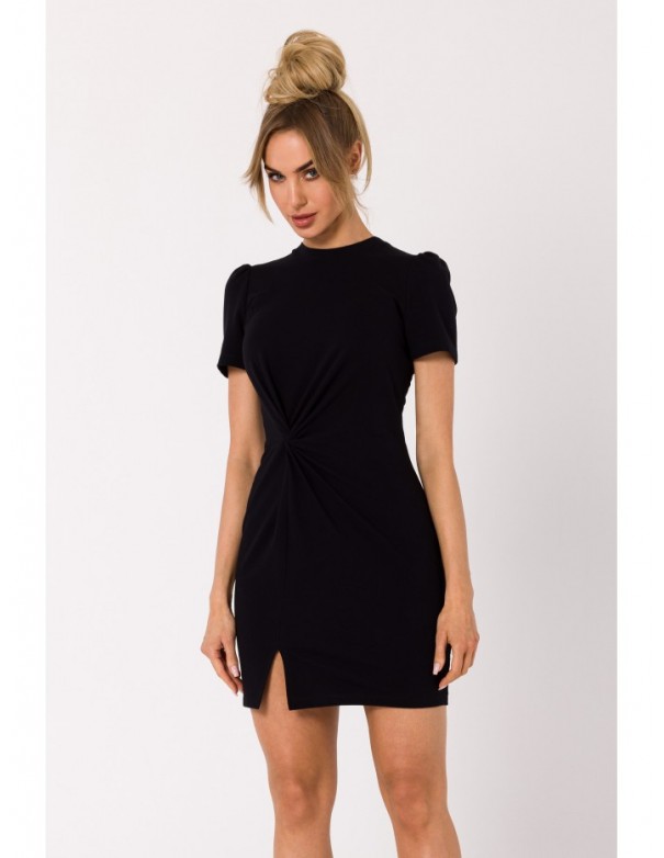 M731 Mini dress with a front twist - black