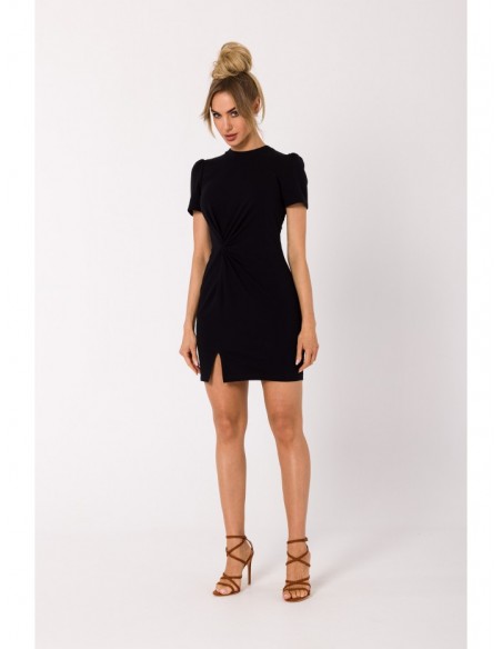 M731 Mini dress with a front twist - black