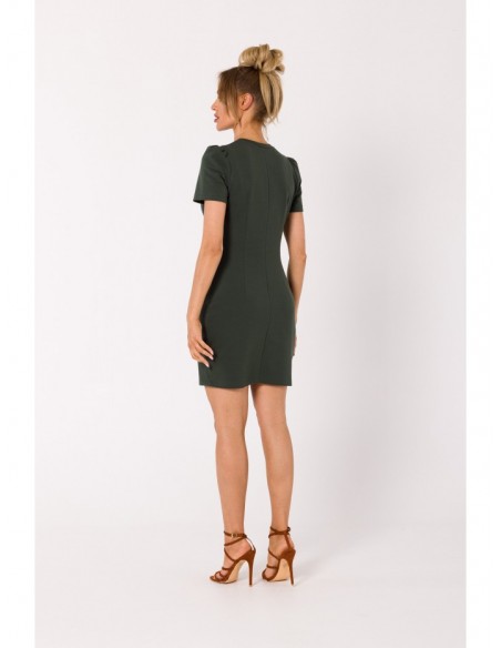 M731 Mini dress with a front twist - military green