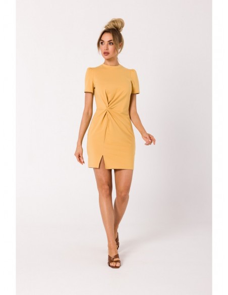 M731 Mini dress with a front twist - honey