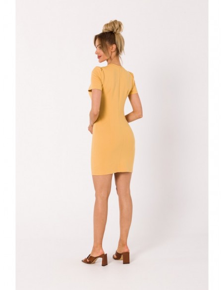 M731 Mini dress with a front twist - honey