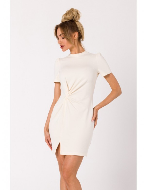 M731 Mini dress with a front twist - cream