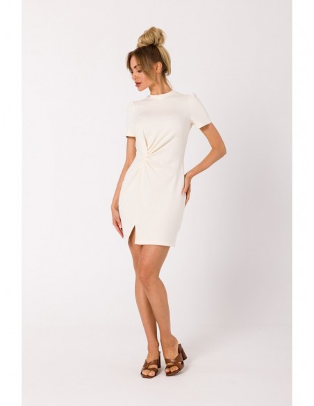 M731 Mini dress with a front twist - cream