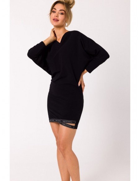 M732 Tunic dress with logo stripes - black