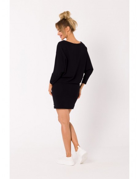 M732 Tunic dress with logo stripes - black