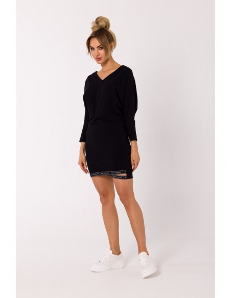 M732 Tunic dress with logo stripes - black