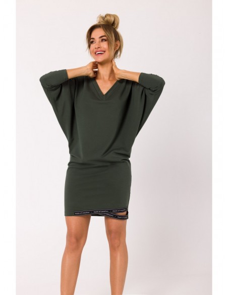 M732 Tunic dress with logo stripes - military green