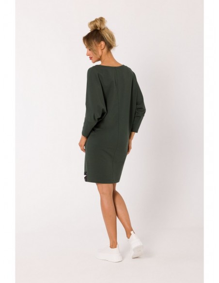 M732 Tunic dress with logo stripes - military green