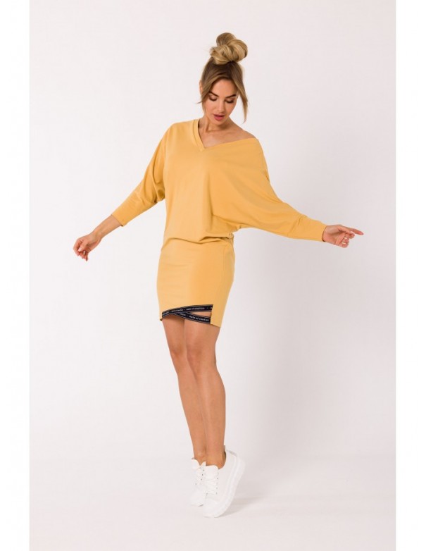 M732 Tunic dress with logo stripes - honey