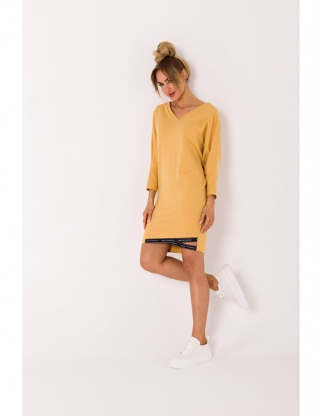 M732 Tunic dress with logo stripes - honey